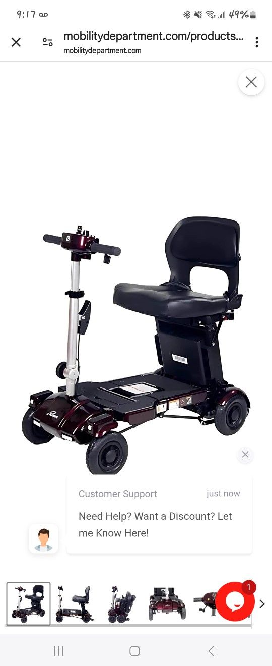 iLiving i3 Foldable Electric Scooter Mobility for Seniors and Adults, Alternative to Wheelchair, Portable and Travel Friendly – Upgraded Seat, 17 Inch