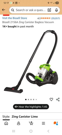 Bissell Zing bagless cylinder vacuum