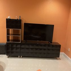 Black TV stand And Matching Cabinet 80 Inches 