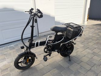 Folding Electric eBike with Rear Seat, Cargo Rack, & LED Rope Light 20Ah Battery