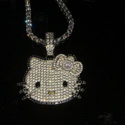 18 k Gold Plated Mini Hello Kitty Pendant & 3 mm Tennis Chain 