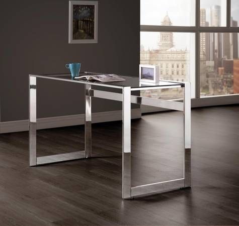 Sleek Modern Desk With Chrome And Glass! Lowest Prices Ever!