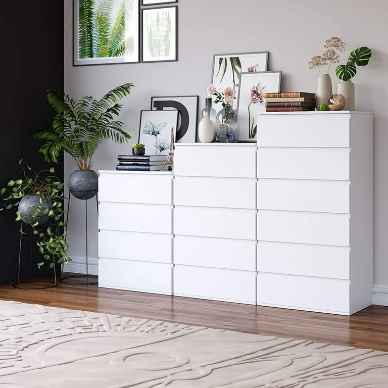 3pcs Dressers White Dresser, Modern Storage Cabinet for Bedroom,Tall Chest of Drawers for Living Room