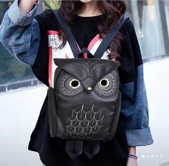 Black Owl Design Backpack Bag