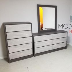 DRESSER WITH MIRROR AND CHEST 