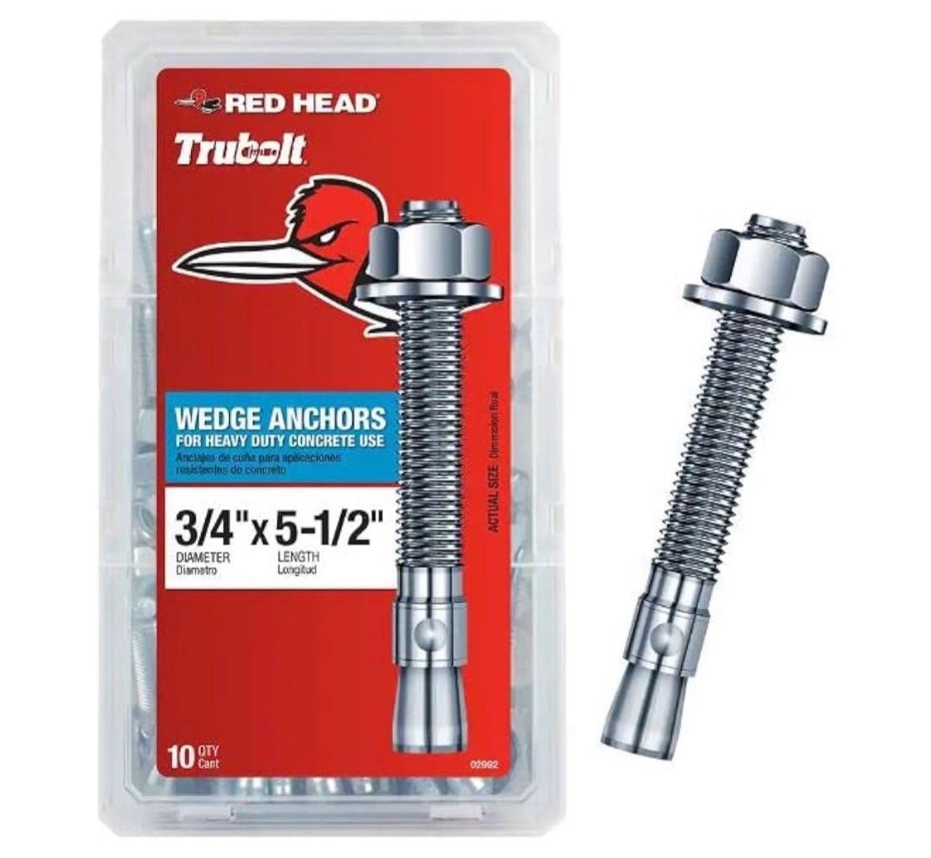 Wedge Anchors, Red Head 3/4 in. x 5-1/2 in. Wedge Anchor 9 CT
