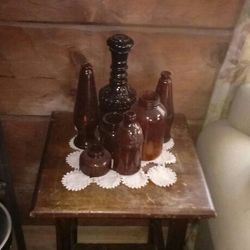 Various amber colored bottles