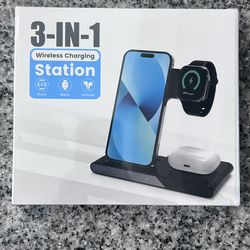 3-in-1 Foldable Fast Wireless Charger Stand - USB-C for iPhone 15-11/Apple Watch 9-SE