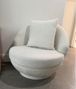 Round Boucle Swivel Accent Chair
