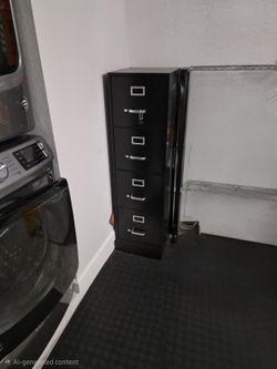 4 draw black locking file cabinet