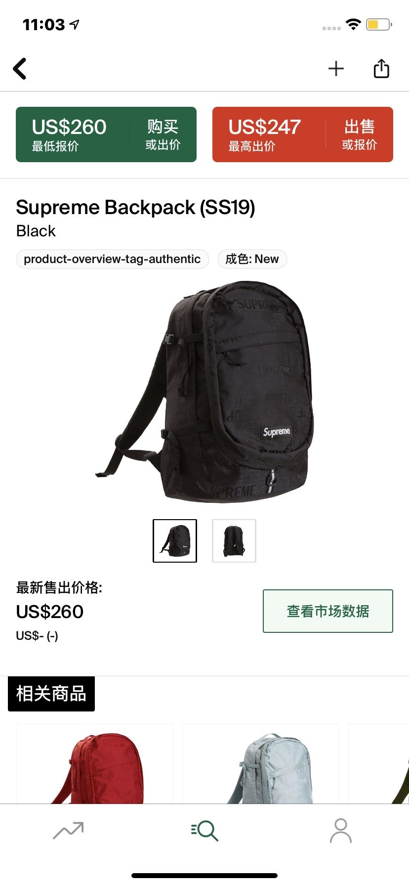 Used Supreme Backpack SS19 Black