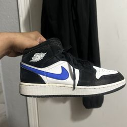 Air Jordan 1 Mid Black Racer Blue White (GS) Size 5.5Y