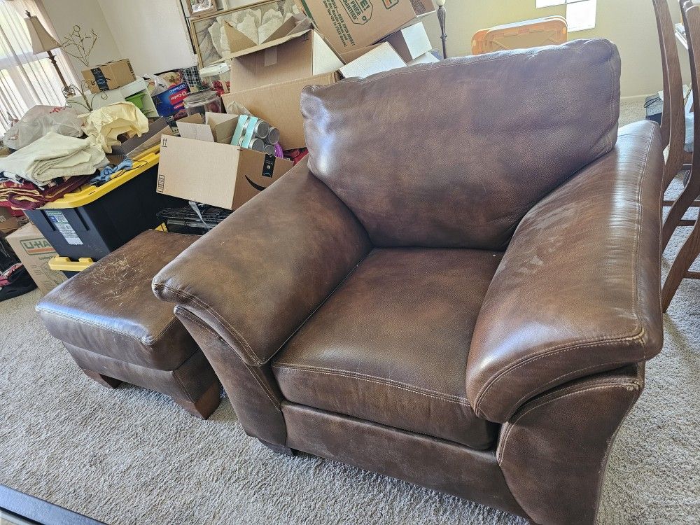 Creative Leather Chair With Ottoman