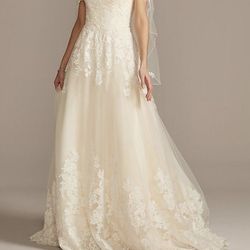 David’s Bridal 6P wedding dress, slip, & veil