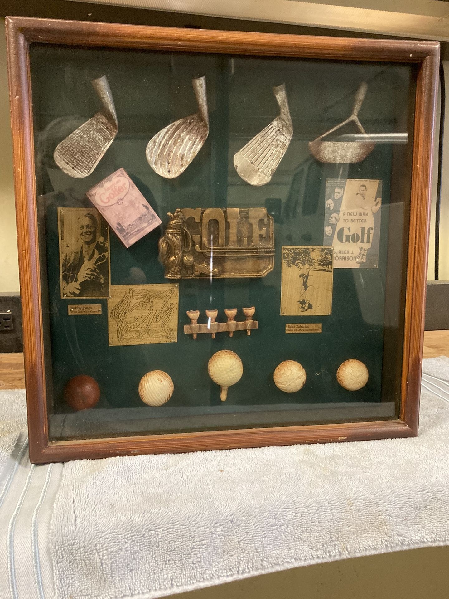 Golf Shadow Box - old golf memorabilia.
