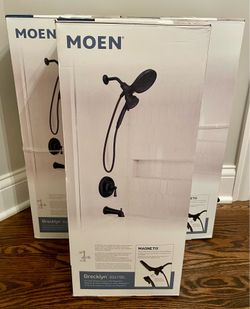 MOEN Brecklyn Single HandleTub and Shower Faucet, Magnetix Rainshower, Matte Black, Valve Included