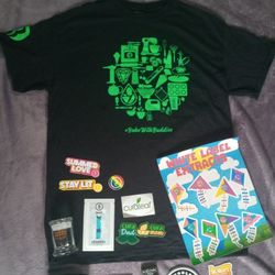 BUDDIES 420 Edible Oregon Cannabis Shirt Size Medium + 15 Promo Items