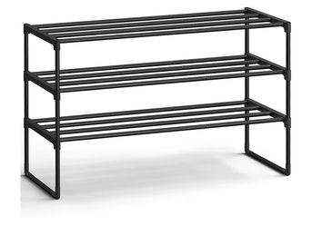 Black 3-Tier Metal Shoe Rack