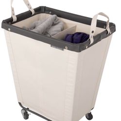 Seville Classics 2-Section Canvas Laundry Hamper