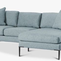 Fabric Chaise Sectional Sofa Light Grey