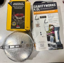 MSR WhisperLite Stove + Platypus GravityWorks Filter + MSR Pot