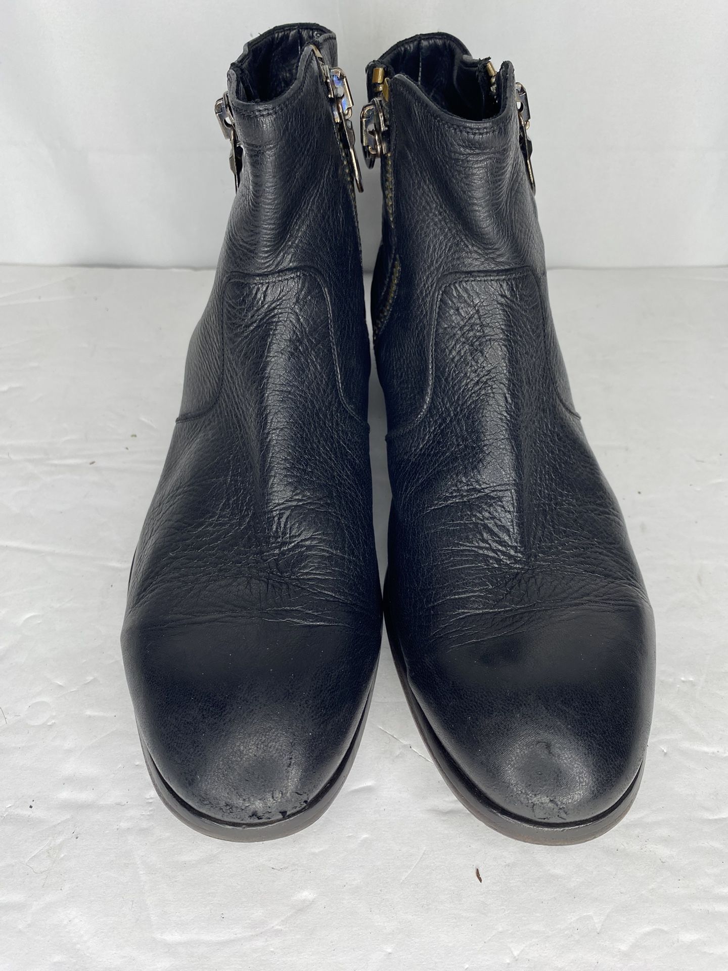 Sturlini Firenze Boots Womens 41 Ankle Booties Black Leather Zip Up Heels