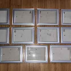 Set Of 11 Silver 5x7” Photo Frames With Table Numbers For Wedding/event