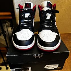 Jordan 1 Mid White/Gym Red-Black Size 12