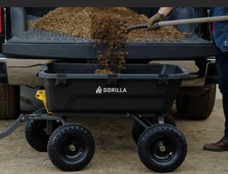 7 cu. ft. Heavy Duty Plastic Dump Garden Cart, 1200 Ibs. Capacity, Pull/Tow Handle Design