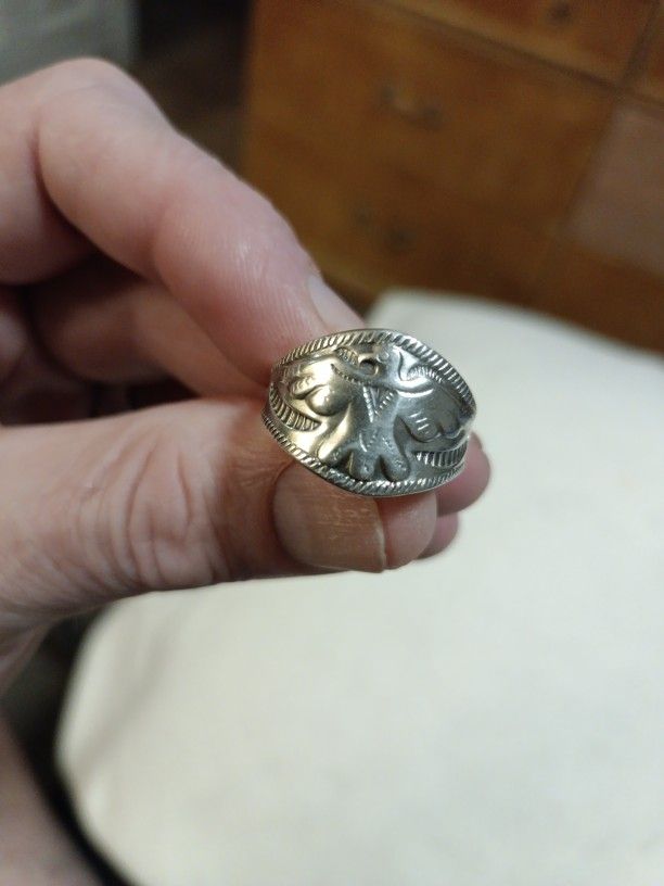 Vintage Bell Trading Post Thunderbird Sterling Silver Ring, From 1940,S Size 4.25 Or Size 11 $55.00 The Same Ring Was Selling For $85.00 In 2021