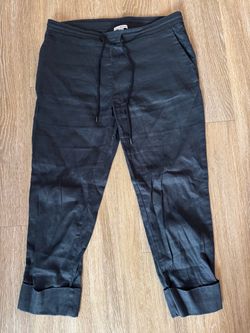 James Perse Black Drawstring Linen Pants