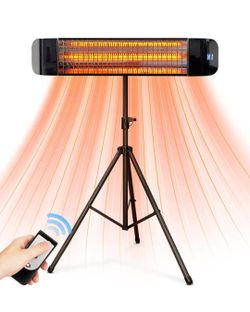 Outdoor Electric Infrared Patio Heater. 1500W Wall/Portable Tripod Mount,