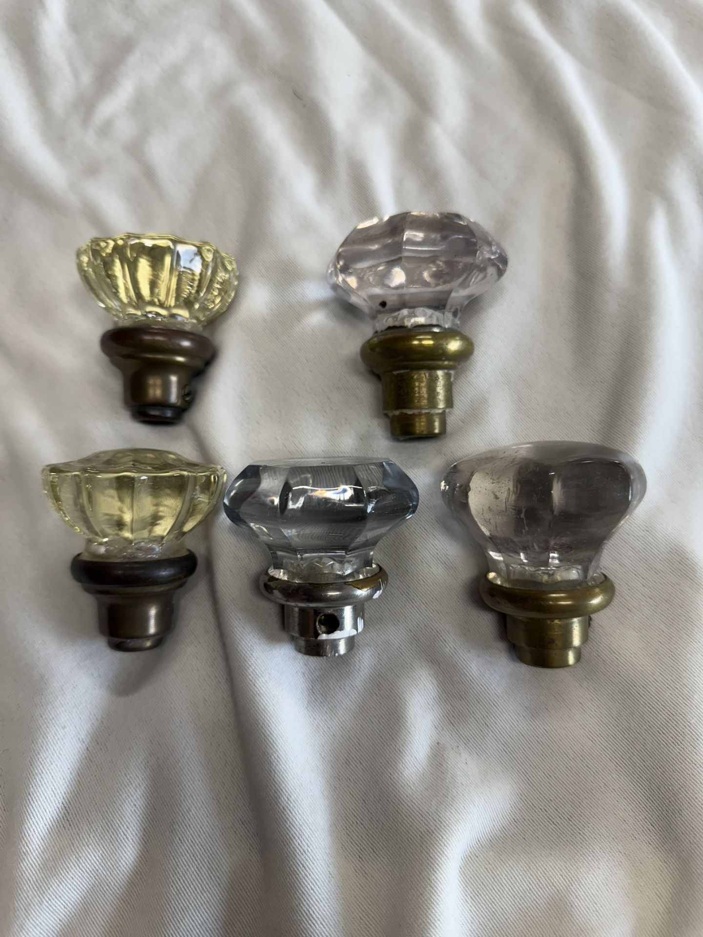Vintage Victorian Glass And Brass Door Knobs