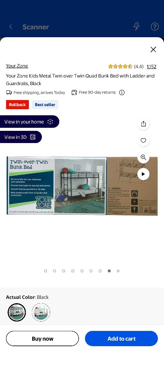 Your Zone Twin-Twin Metal Bunk Bed