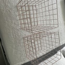 Two Blush Metal Basket