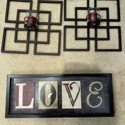 Love Sign And Candle Holders Decor