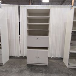 Off-White Drop-Down Secretary Bookcase with Lower Cabinet