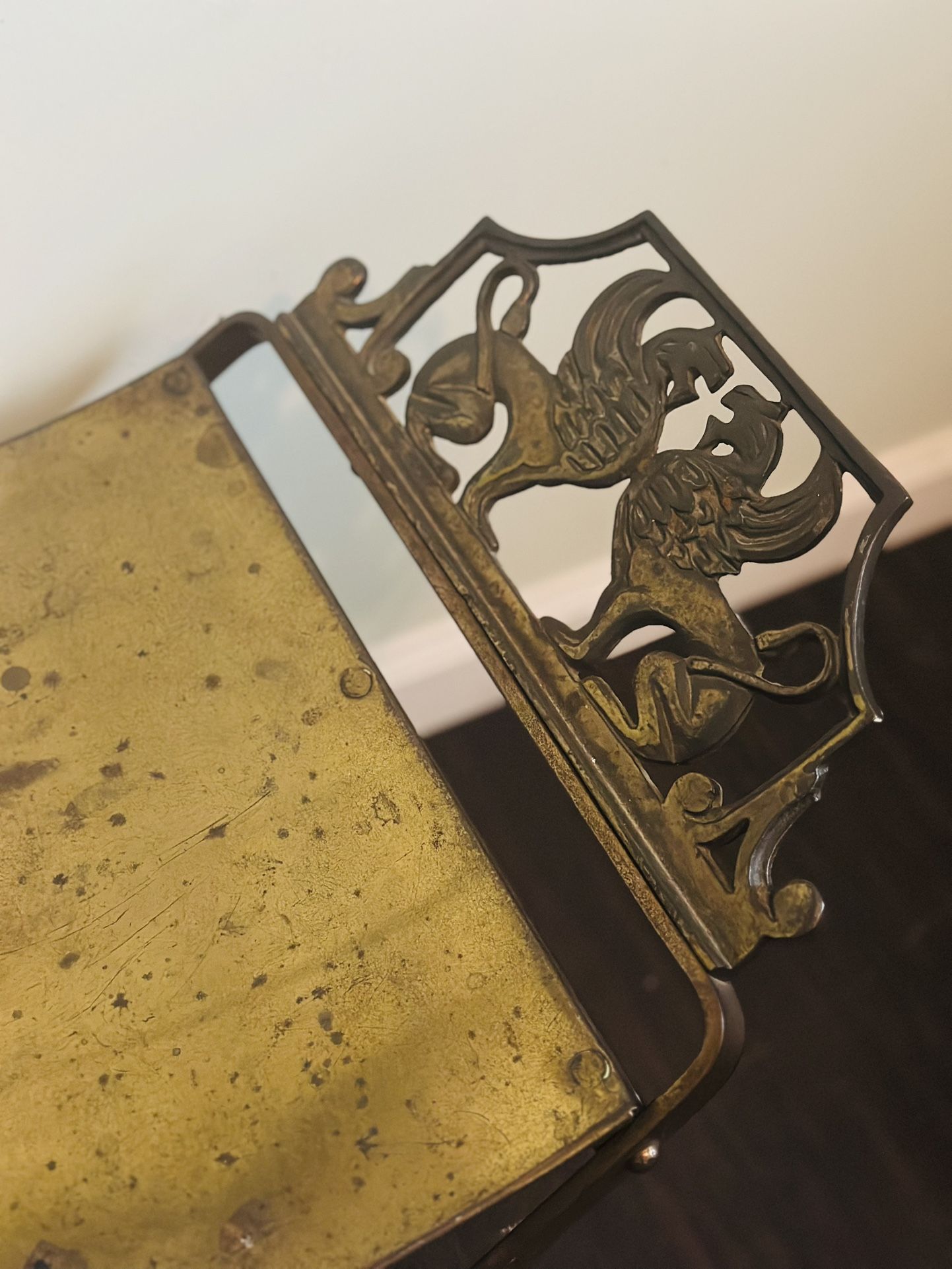 Antique Bach Style Griffin Motif Gold Armchair Emperor King Revival Renaissance Bench 14"×23.5"×12.5"