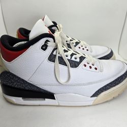 Air Jordan 3 Retro Denim SE Shoes Mens 9 Fire Red White Athletic Cement Sneakers