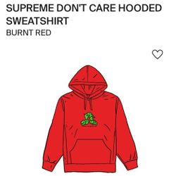 Supreme I Don't Care Hooded Sweatshirt Red Size Medium 