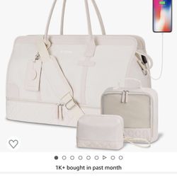 Weekender Overnight Bag for Women, Large Travel Duffle Bag with Shoe Compartment & Wet Pocket, Carry On Tote Bag Gym Duffel Bag with Toiletry Bag, Bag