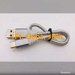 9 Pin USB Type-c to Usb-a Male 3.1 Gen2 Cable 1 Feet Reotek Silver Color
