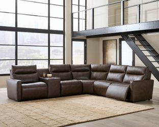 ModZ Chocolate 6-Piece Power Reclining Sectional with Audio Console