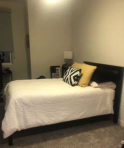 Living Spaces Black Wooden Platform Bed Frame - Full Size