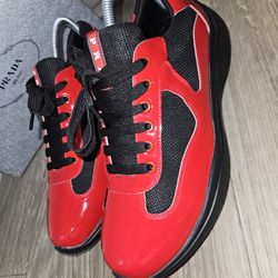 Pradas All American Patent Leather Sneakers
