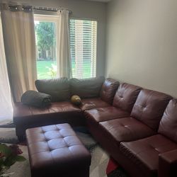 Sectional Leather Couch  and Ottoman 