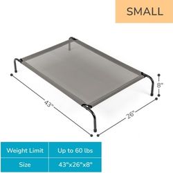 43"D x 26"W Gray Dog Cat Bed Elevated Pet Cot with Steel Frame Mat for Indoor/Outdoor Camping