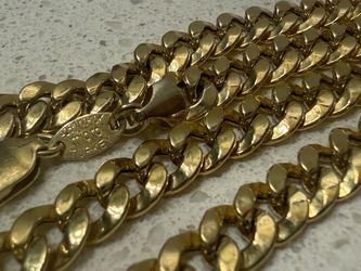 22" Men's 10K Gold Bonded Sterling Silver Cuban Link Chain (925 1/10 10K)