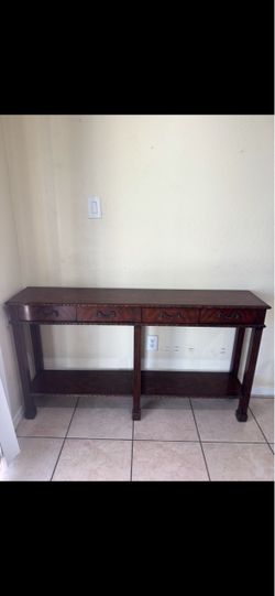 Dark Wood Console Table with Drawers