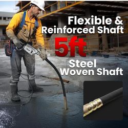 XtremepowerUS 2200W Portable Hand Held Concrete Vibrator Electric 5" ft Long Shaft Construction Mixer Cement Portable Pencil Cement Vibrarator for Rem